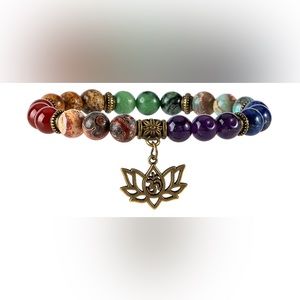 BRAND NEW 7 CHAKRAS BRACELET WITH LOTUS CHARM